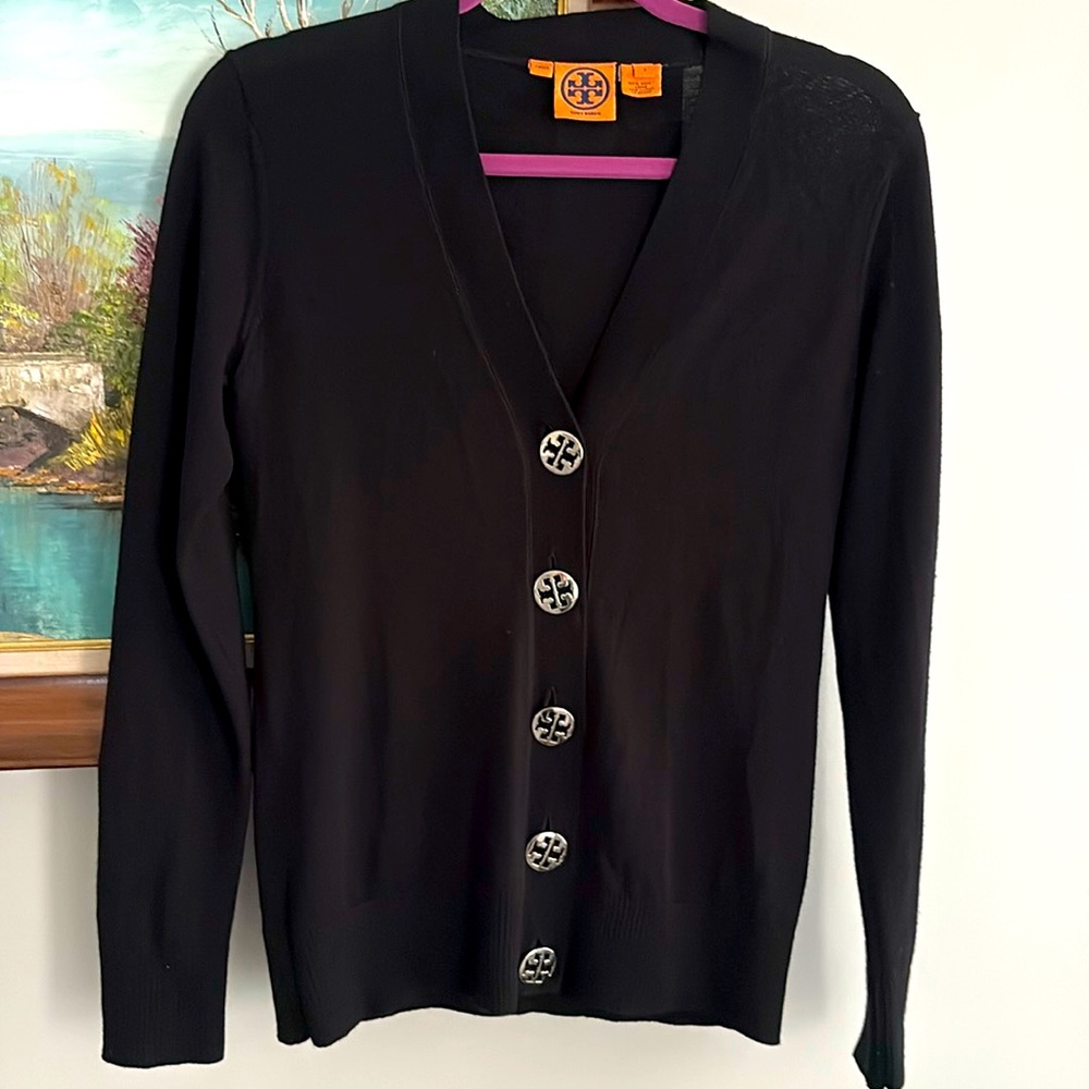 Tory Burch Black Sweater with silver Accents